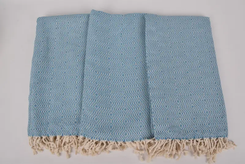 Bridal Party Gifts, Handmade Gift, Thin towel, Bridal Shower Favors, Fringed Turkish peshtemal beach towel USA, 70x40 Cotton Zigzag Diamond Towel - 7