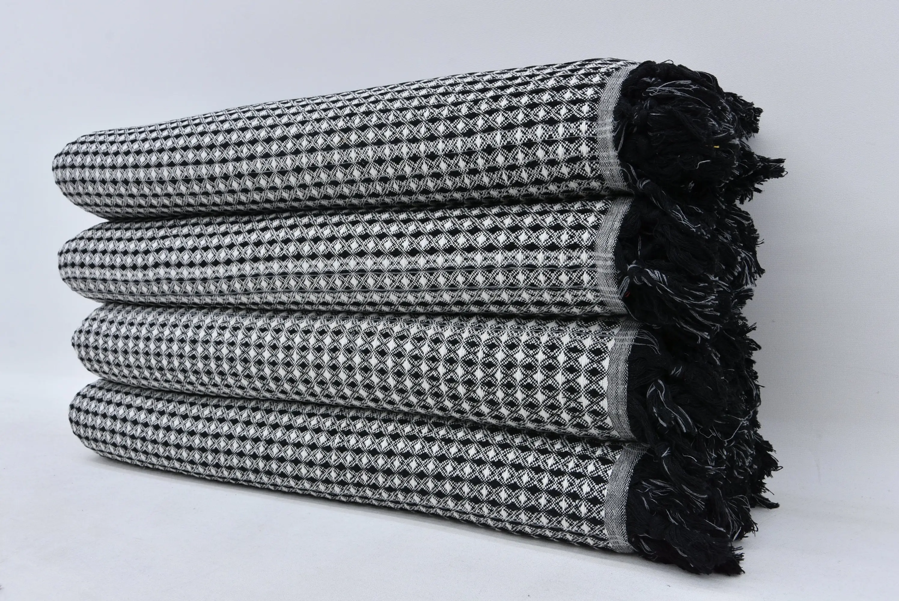 Turkish Blanket Soft Organic Black Geometric Cotton, 70x90 - 1