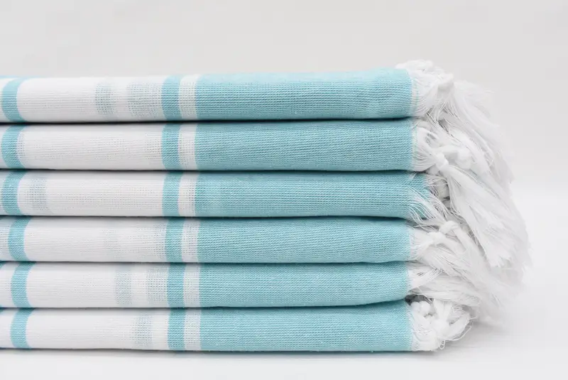 Mint Striped Turkish Organic Cotton Bath Towel, 70x40 Inches