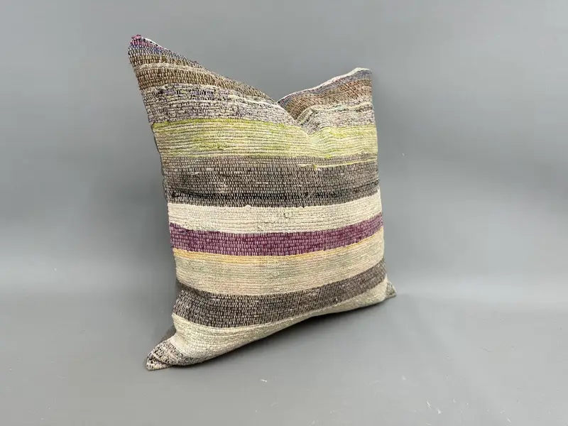 Cushion Case, Knitted Pillow Sham, 18x18 Purple Cushion Cover, Throw Kilim Pillow, Kilim Pillow, Ethnic Pillow Cover Pillow, Home Decor Pillow - 2