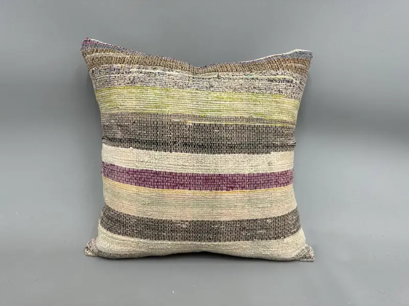 Cushion Case, Knitted Pillow Sham, 18x18 Purple Cushion Cover, Throw Kilim Pillow, Kilim Pillow, Ethnic Pillow Cover Pillow, Home Decor Pillow - 4