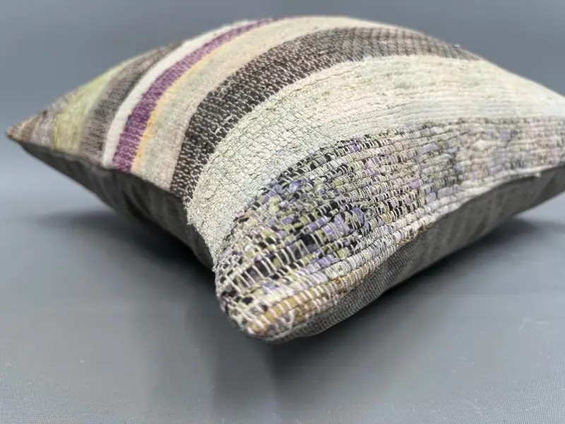 Cushion Case, Knitted Pillow Sham, 18x18 Purple Cushion Cover, Throw Kilim Pillow, Kilim Pillow, Ethnic Pillow Cover Pillow, Home Decor Pillow - 6