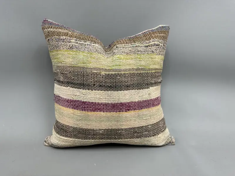 Cushion Case, Knitted Pillow Sham, 18x18 Purple Cushion Cover, Throw Kilim Pillow, Kilim Pillow, Ethnic Pillow Cover Pillow, Home Decor Pillow - 1