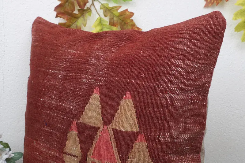 18x18 Red Cushion Cover, Gift Pillow, Sofa Bolster Pillow Sham, Kilim Pillow, Tapestry Pillow, Pillow Case, Turkish Kilim Pillow, Traditional Pillow - 5