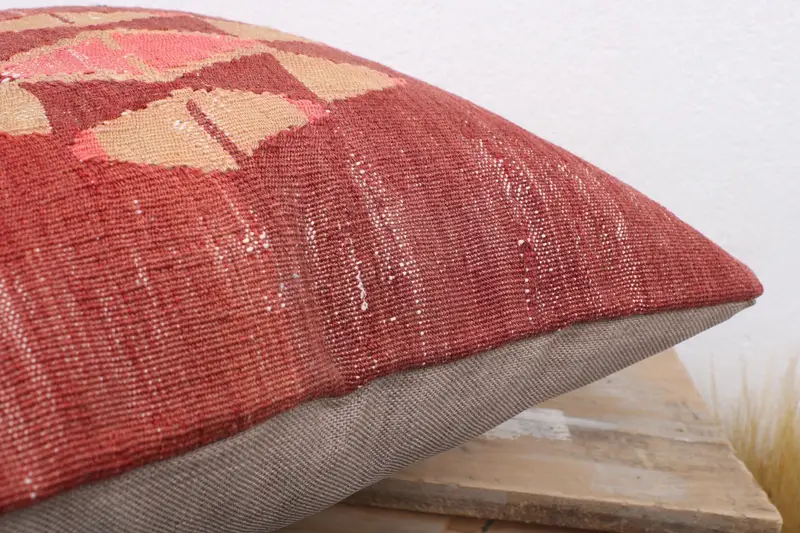 18x18 Red Cushion Cover, Gift Pillow, Sofa Bolster Pillow Sham, Kilim Pillow, Tapestry Pillow, Pillow Case, Turkish Kilim Pillow, Traditional Pillow - 6