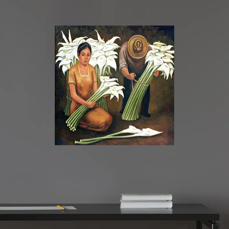 トレンディな白い花のキャンバス: あなたのスペースのためのエレガントなプリントアート