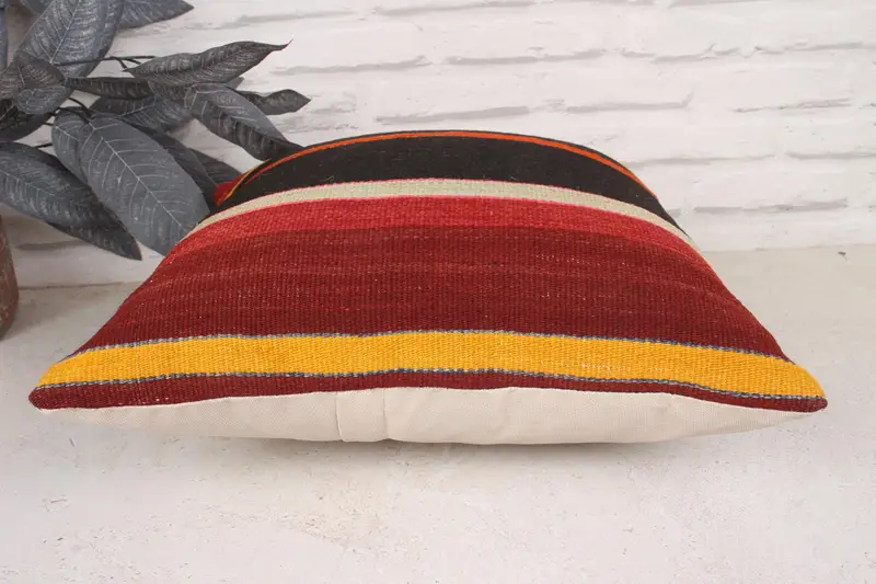 16x16 Red Cushion Cover, Boho Pillow, Turkish Rugs Cushion Cover, Vintage Pillow, Cushion Case, Outdoor Throw Cushion, Kilim Cushion Sham - 5