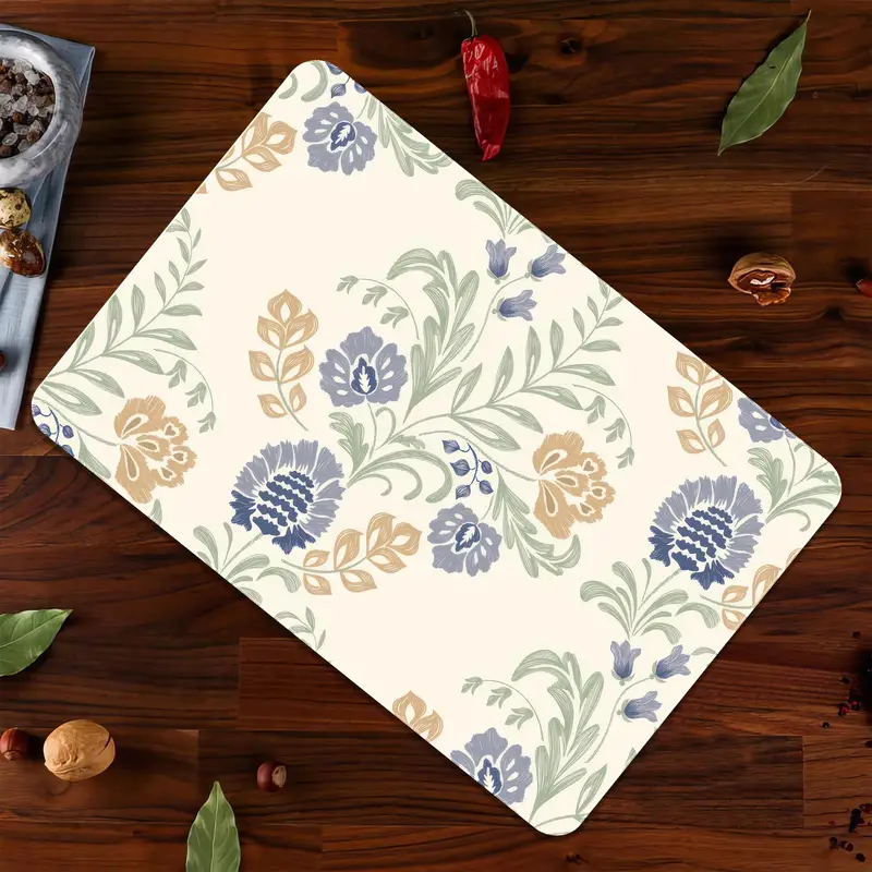 花柄ガラスまな板、強化安全、キッチンの必需品