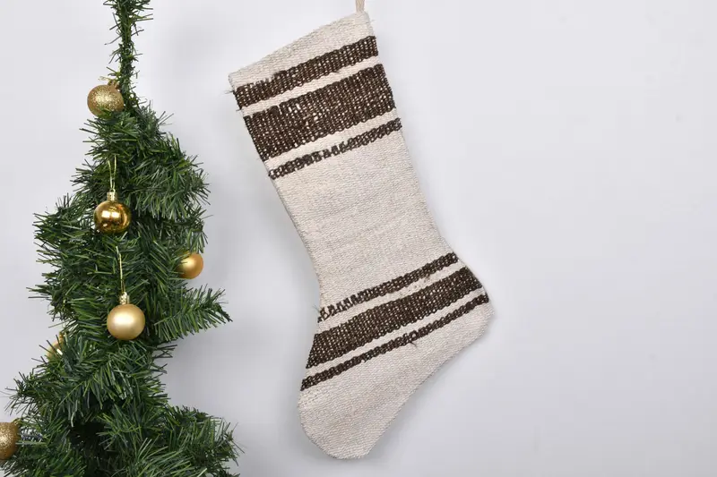 Festive Kilim Christmas Ornaments Stocking, 7 Inch Holiday Stocking