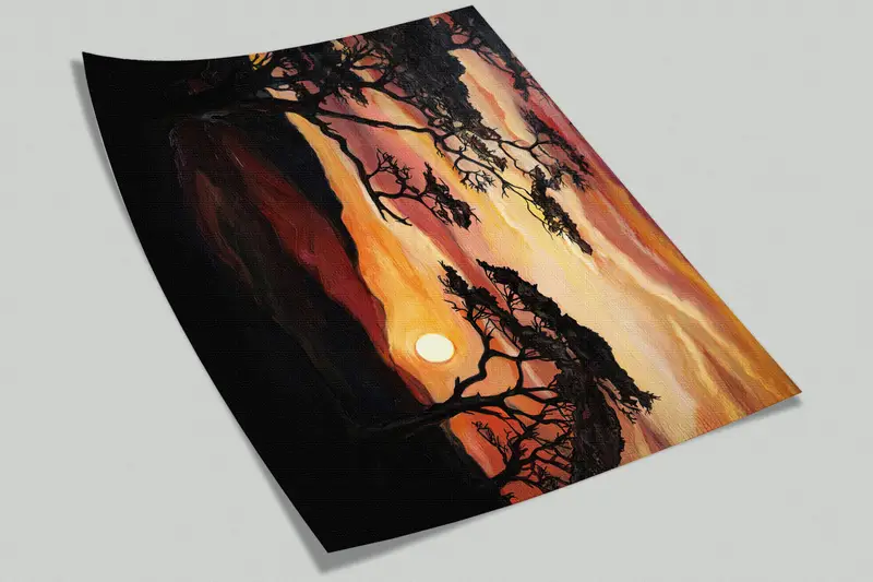 Modern Wall Paper, Wall Paper Peel and Stick, Savannah Tree Painting, Paper Wall Art, Nature Landscape Wall Painting, - 9