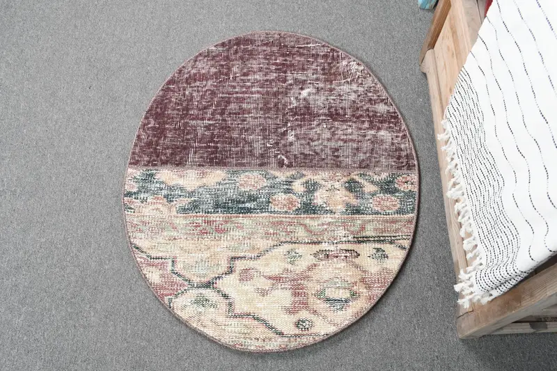 2.5x3フィート ベージュ&パープルオンブレラグ、シックでモダンな装飾