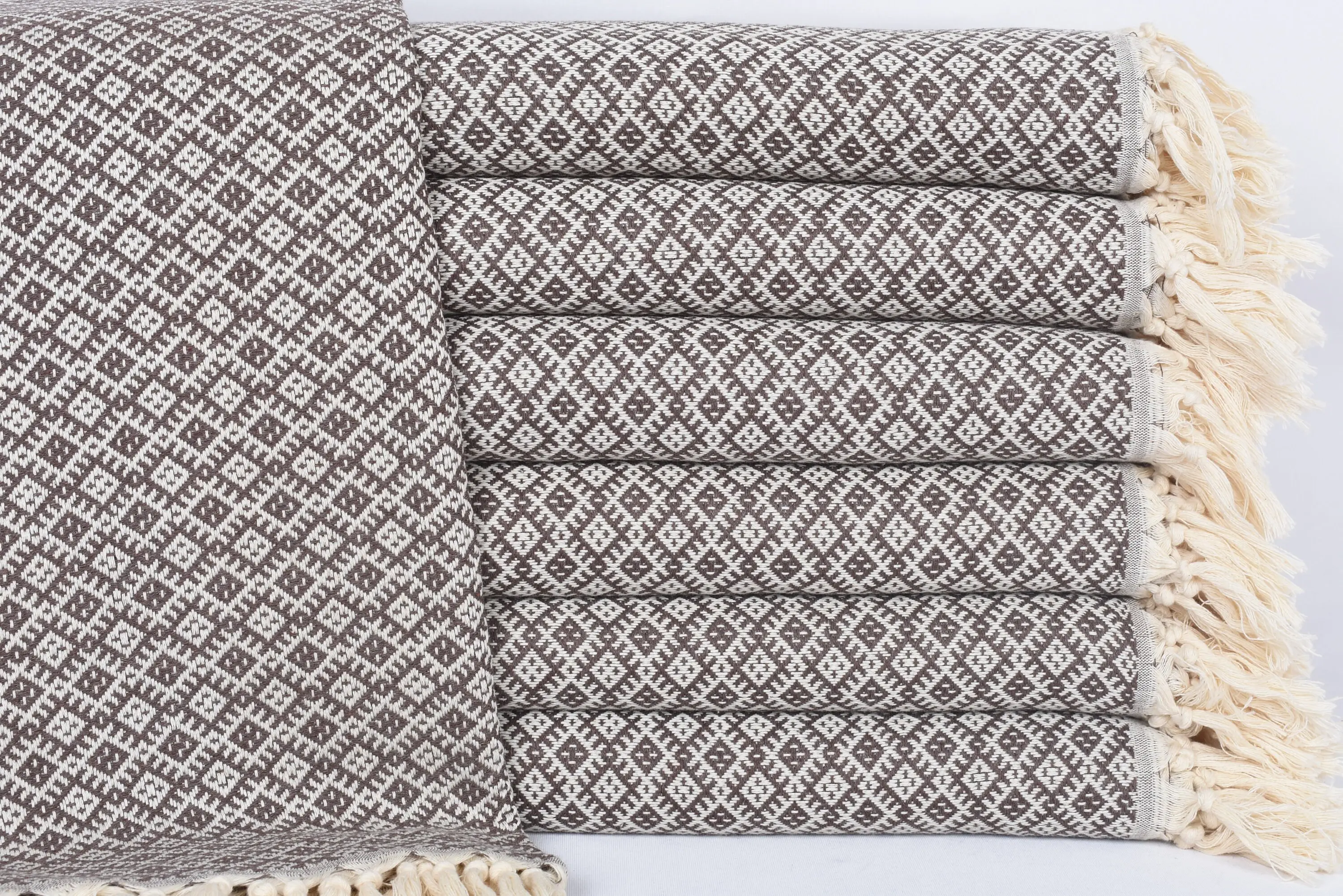 Beach Towel Personalized Organic Cotton Brown Diamond, 70x40 Inches - 1