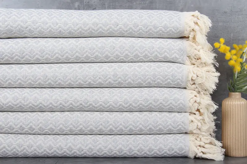 Beach Towel Personalized Turkish Cotton Light Gray, 40x71 Inches