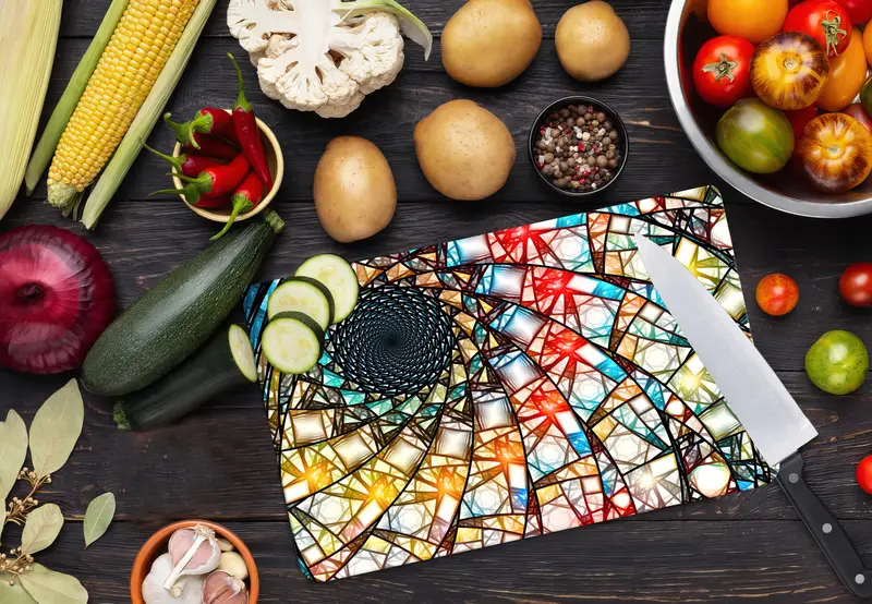 Patterned Glass Cutting Board: Modern, Safe, and Hygienic
