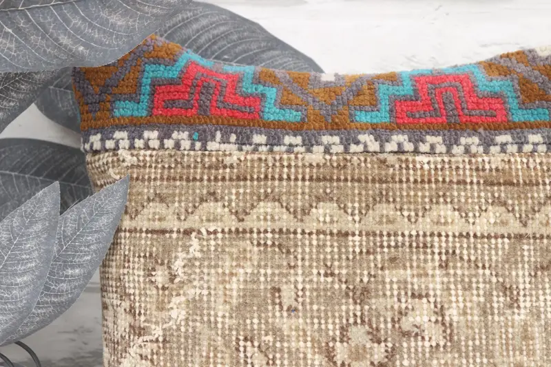 16x16 Brown Cushion Case, Kilim Pillow Cover, Cushion, Handmade Kilim Cushion, Ottoman Cushion Case, Ethnical Kilim Rug Pillow - 2