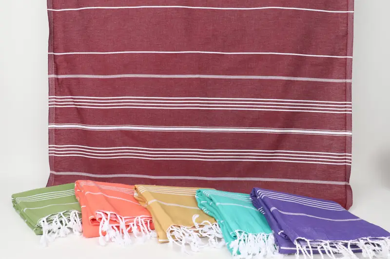 Travel Towel, Sand-free towel, Handmade Turkish Towel, Embroidered Towel, Monogram Beach Towel, Wedding Gift For Bride, 70x40 Cotton Striped Towel - 8