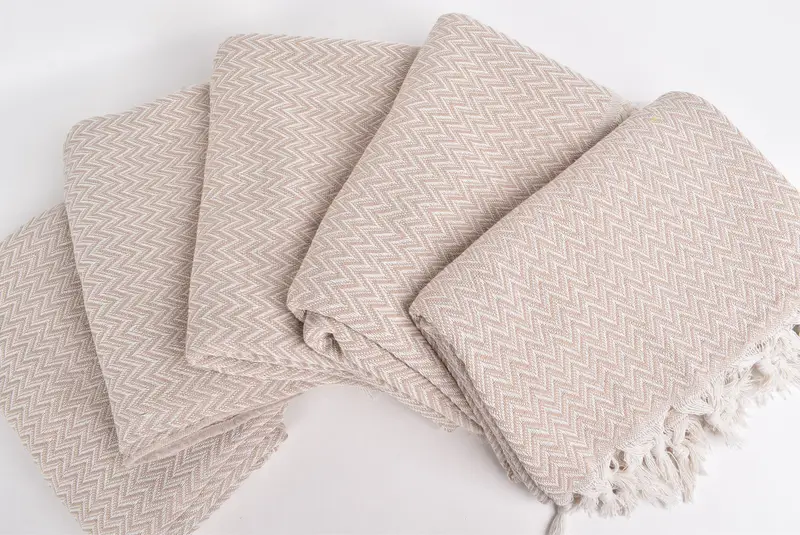 Boho Throw Blankets, 76x64 Cotton Zig zag Towel, Throw Blanket, Mother Of The Groom Gift, Wedding Hand Made Gift, Custom Wedding Gifts - 3
