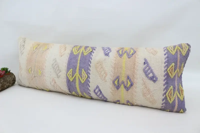 Home Decor Pillow, Kilim Cushion Sham, Accent Pillow, Vintage Kilim Throw Pillow, Bed Cushion Cover, 12x36 White Pillow Case, Cushion - 5