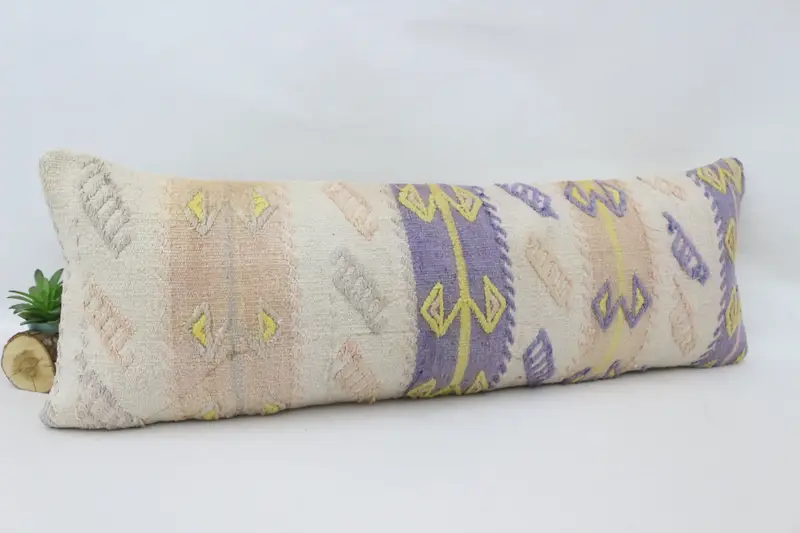 Home Decor Pillow, Kilim Cushion Sham, Accent Pillow, Vintage Kilim Throw Pillow, Bed Cushion Cover, 12x36 White Pillow Case, Cushion - 3