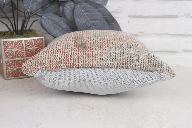 Cotton Cushion Case, 12x12 Red Pillow Case, Antique Pillows, Boho Pillow Sham Cover, Cushion Case, Turkish Pillow, Anatolian Pillow Case - 5