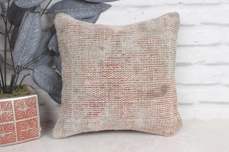 Cotton Cushion Case, 12x12 Red Pillow Case, Antique Pillows, Boho Pillow Sham Cover, Cushion Case, Turkish Pillow, Anatolian Pillow Case - 1