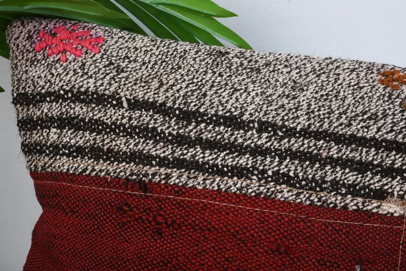Chair Pillow, Pillow, 12x20 Red Cushion Case, Home Decor Pillow, Aztec Pillow, Tribal Pillow Cover, Turkish Pillow, Throw Kilim Pillow - 2