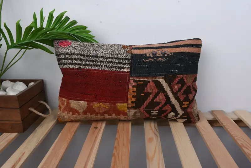 Chair Pillow, Pillow, 12x20 Red Cushion Case, Home Decor Pillow, Aztec Pillow, Tribal Pillow Cover, Turkish Pillow, Throw Kilim Pillow - 1
