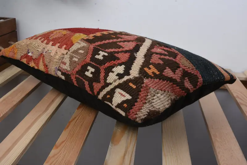 Chair Pillow, Pillow, 12x20 Red Cushion Case, Home Decor Pillow, Aztec Pillow, Tribal Pillow Cover, Turkish Pillow, Throw Kilim Pillow - 6
