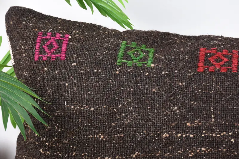 Cushion Case, Handwoven Pillow Cover Pillow Case, Pillow for Couch, 16x48 Brown Pillow, Antique Pillows, Couch Pillow Cover, Kilim Pillow Cover - 2