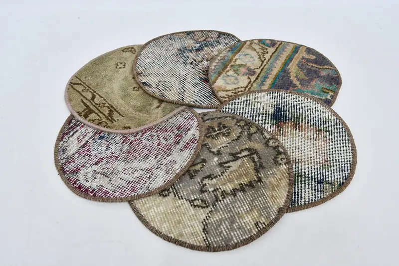 Bohemian Circle Placemats, Orange & Bronze Cotton Wool Decor