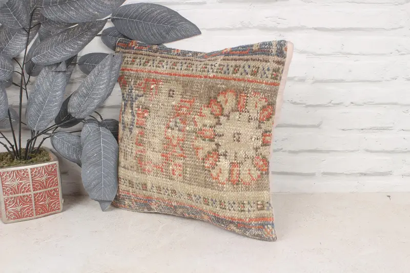 Turkish Pillow, Pillow Cover, Bed Pillow, 14x14 Red Cushion Case, Pillow for Couch, Christmas Cushion Case, Couch Pillow, Home Decor Pillow - 4