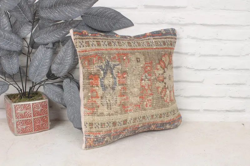 Turkish Pillow, Pillow Cover, Bed Pillow, 14x14 Red Cushion Case, Pillow for Couch, Christmas Cushion Case, Couch Pillow, Home Decor Pillow - 3
