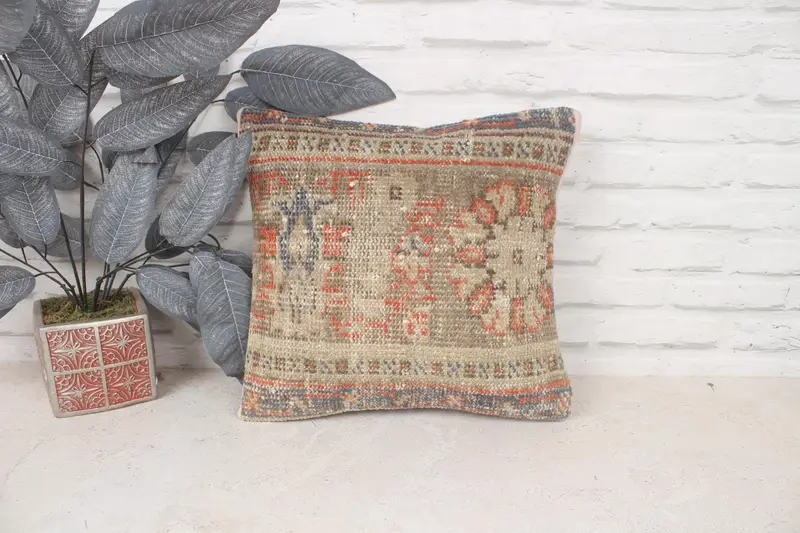 Turkish Pillow, Pillow Cover, Bed Pillow, 14x14 Red Cushion Case, Pillow for Couch, Christmas Cushion Case, Couch Pillow, Home Decor Pillow - 1
