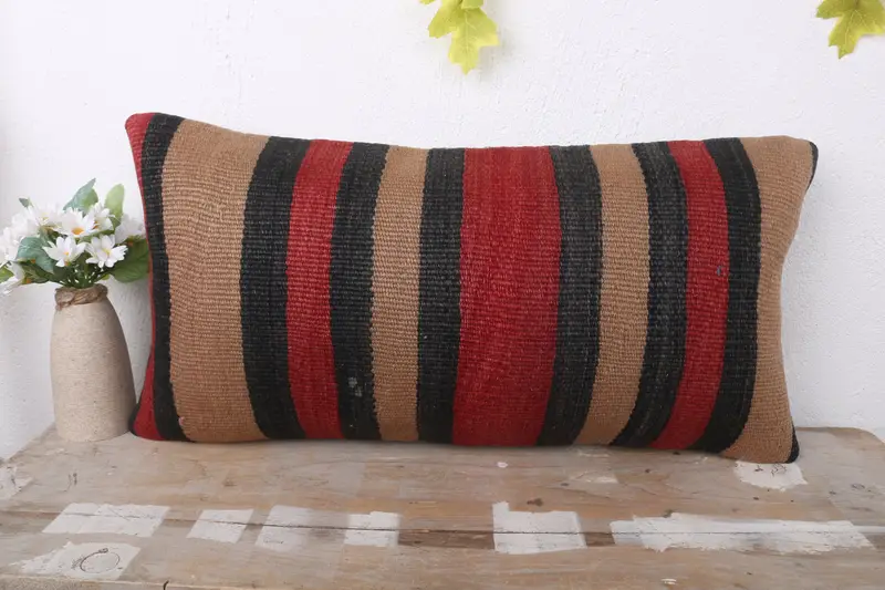 Colorful Cushion Case, Vintage Kilim Pillow, Cushion Cover, Kilim Pillow, 12x24 Beige Pillow Cover, Gift Pillow, Customized Pillow Sham - 2