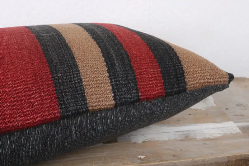 Colorful Cushion Case, Vintage Kilim Pillow, Cushion Cover, Kilim Pillow, 12x24 Beige Pillow Cover, Gift Pillow, Customized Pillow Sham - 6