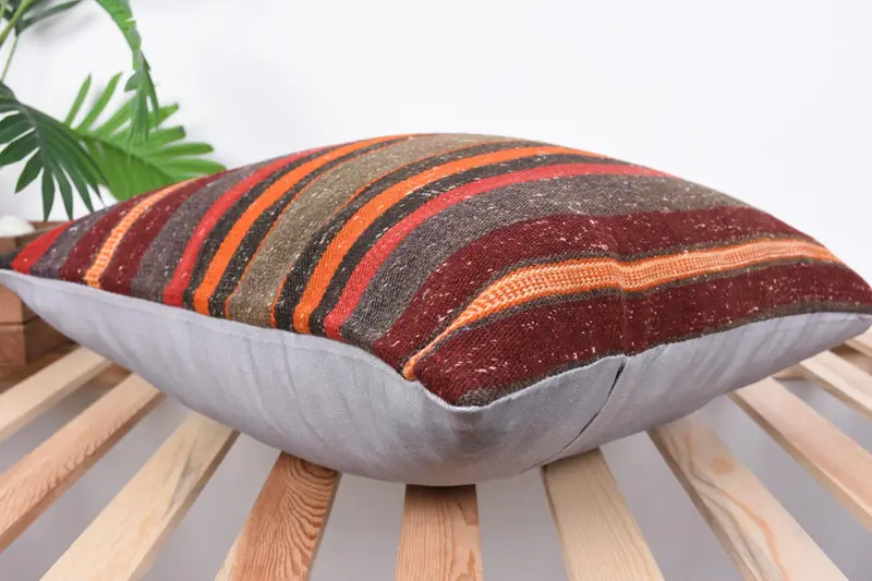 Kilim Pillow, 20x20 Brown Cushion, Decorative Bolster Pillow, Boho Pillow Sham Cover, Pillow Cover, Decorative Bolster Pillow Sham, Gift Pillow - 6