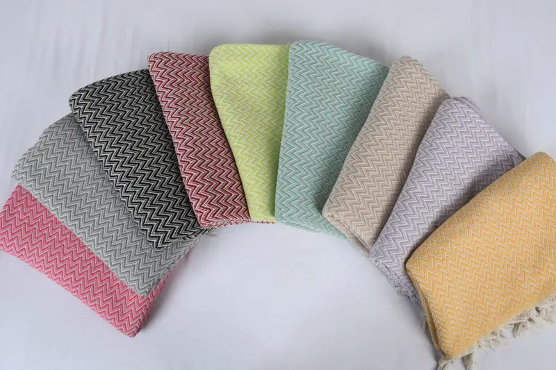 Gift For Mom, Bridesmaid Gifts, Halloween Bachelorette Party, 76x64 Cotton Zig zag Towel, Boho Throw Blankets, Gift For Wedding Day, Turkish Blanket - 2