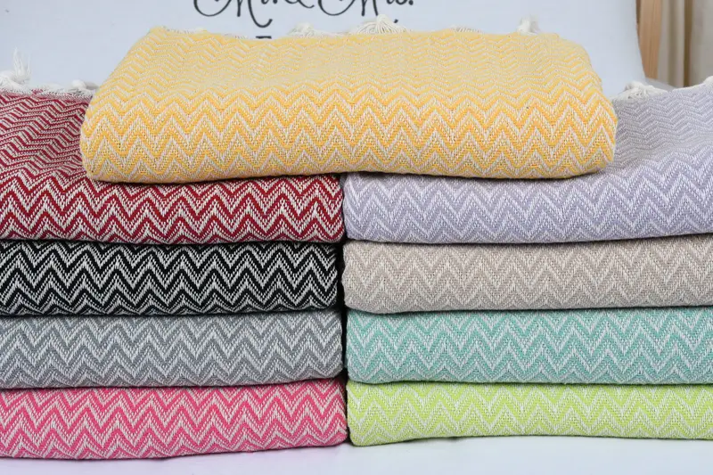 Gift For Mom, Bridesmaid Gifts, Halloween Bachelorette Party, 76x64 Cotton Zig zag Towel, Boho Throw Blankets, Gift For Wedding Day, Turkish Blanket - 1