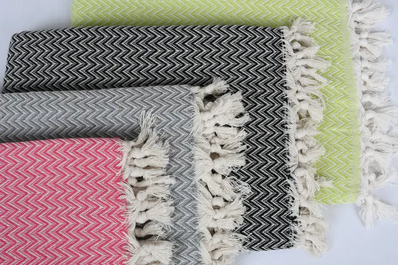 Gift For Mom, Bridesmaid Gifts, Halloween Bachelorette Party, 76x64 Cotton Zig zag Towel, Boho Throw Blankets, Gift For Wedding Day, Turkish Blanket - 3