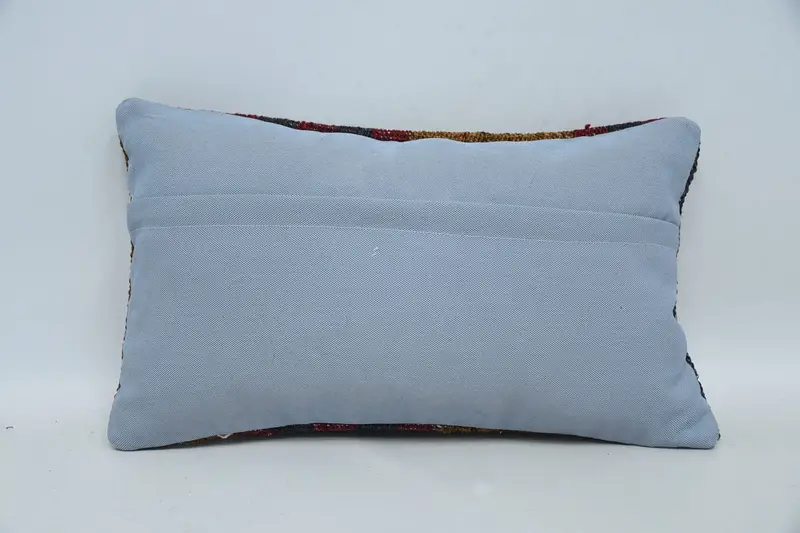 Gift Pillow, Aztec Pillow, Turkish Kilim Pillow, Throw Kilim Pillow, Wool Kilim Pillow Cushion, 12x20 Red Cushion Case, Pillow - 6