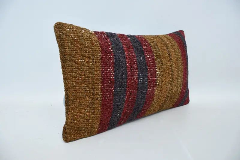 Gift Pillow, Aztec Pillow, Turkish Kilim Pillow, Throw Kilim Pillow, Wool Kilim Pillow Cushion, 12x20 Red Cushion Case, Pillow - 3