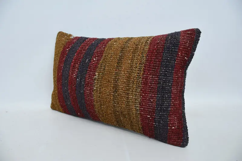 Gift Pillow, Aztec Pillow, Turkish Kilim Pillow, Throw Kilim Pillow, Wool Kilim Pillow Cushion, 12x20 Red Cushion Case, Pillow - 4