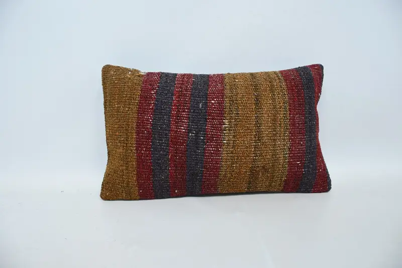 Gift Pillow, Aztec Pillow, Turkish Kilim Pillow, Throw Kilim Pillow, Wool Kilim Pillow Cushion, 12x20 Red Cushion Case, Pillow - 1