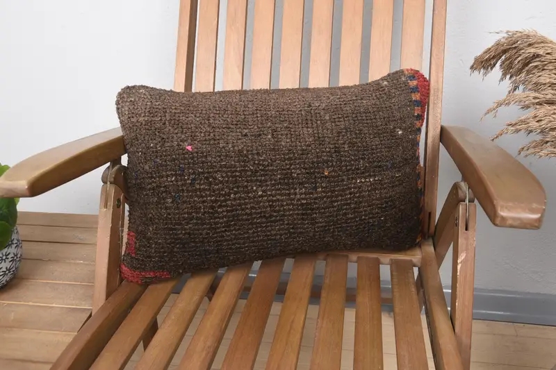 Pillow Sham, Vintage Pillow, Pillow for Sofa, 12x20 Brown Cushion, Personalized Gift Pillow Cushion Cover, Boho Pillow Sham Cover - 1