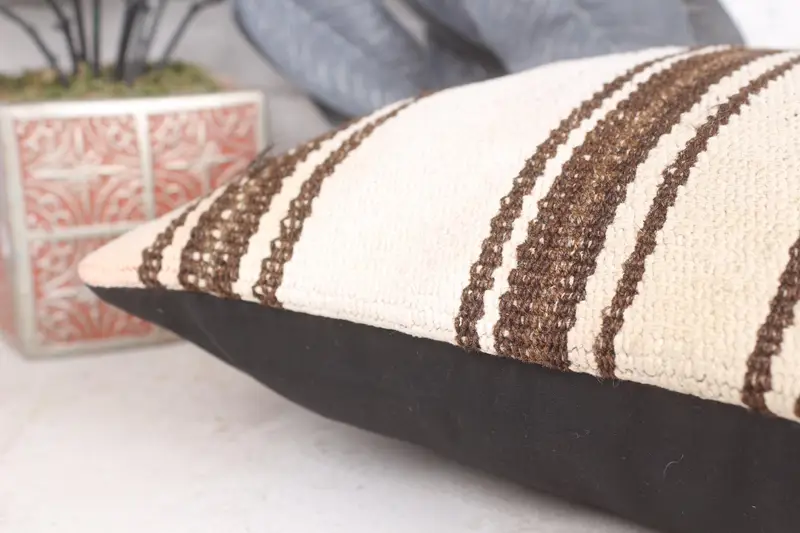 Vintage Pillow, Boho Pillow Sham Cover, One Of A Kind Pillow, Vintage Kilim Pillow, Car Cushion Cover, Pillow Sham, 12x12 Beige Pillow Case - 7