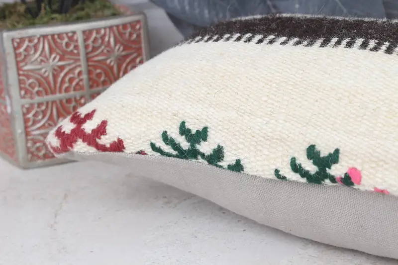 Traditional Pillow, 8x16 Beige Pillow Sham, Vintage Kilim Pillow, Pillow Case, Wholesale Pillow, Turkish Kilim Pillow, Pillow for Sofa - 7