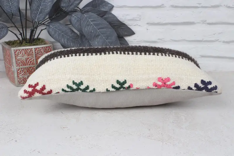 Traditional Pillow, 8x16 Beige Pillow Sham, Vintage Kilim Pillow, Pillow Case, Wholesale Pillow, Turkish Kilim Pillow, Pillow for Sofa - 5