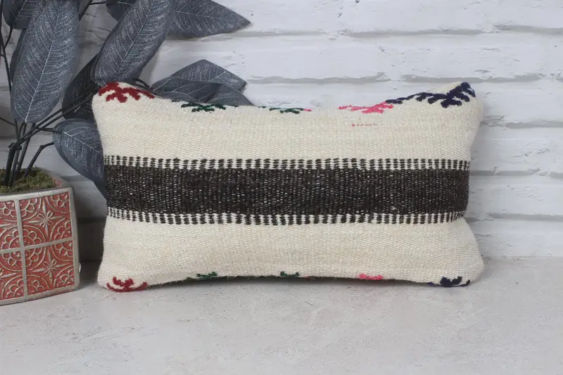 Traditional Pillow, 8x16 Beige Pillow Sham, Vintage Kilim Pillow, Pillow Case, Wholesale Pillow, Turkish Kilim Pillow, Pillow for Sofa - 1