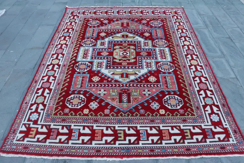 Kırmızı & Bej Çizgili Halı, 7,8x10,3 ft Zarif Dekor