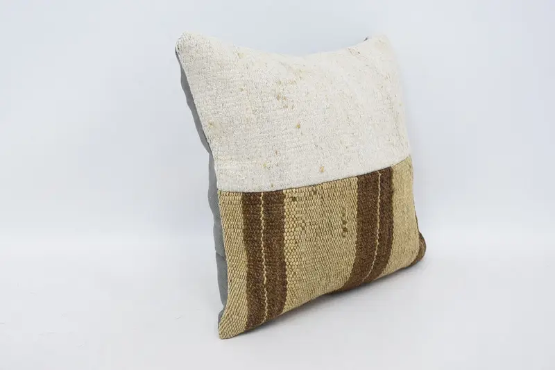 Knitted Cushion, Cushion, Boho Pillow Sham Cover, Kilim Cushion Sham, Customized Cushion Case, 14x14 White Cushion Cover, Vintage Pillow - 3